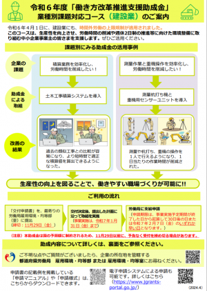 「働き方改革推進支援助成金」業種別課題対応コース（建設業）