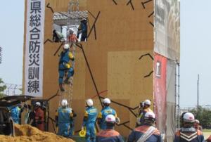 2024年山口県総合防災訓練の訓練の状況を撮影した写真です。