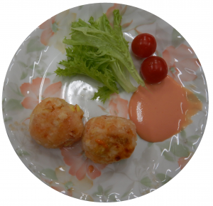 タケノコとサケのコロコロボール