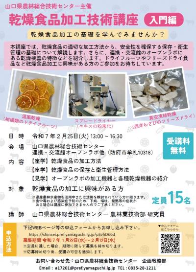 乾燥食品加工技術講座チラシ