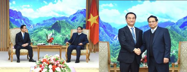 チン首相と面談する村岡知事