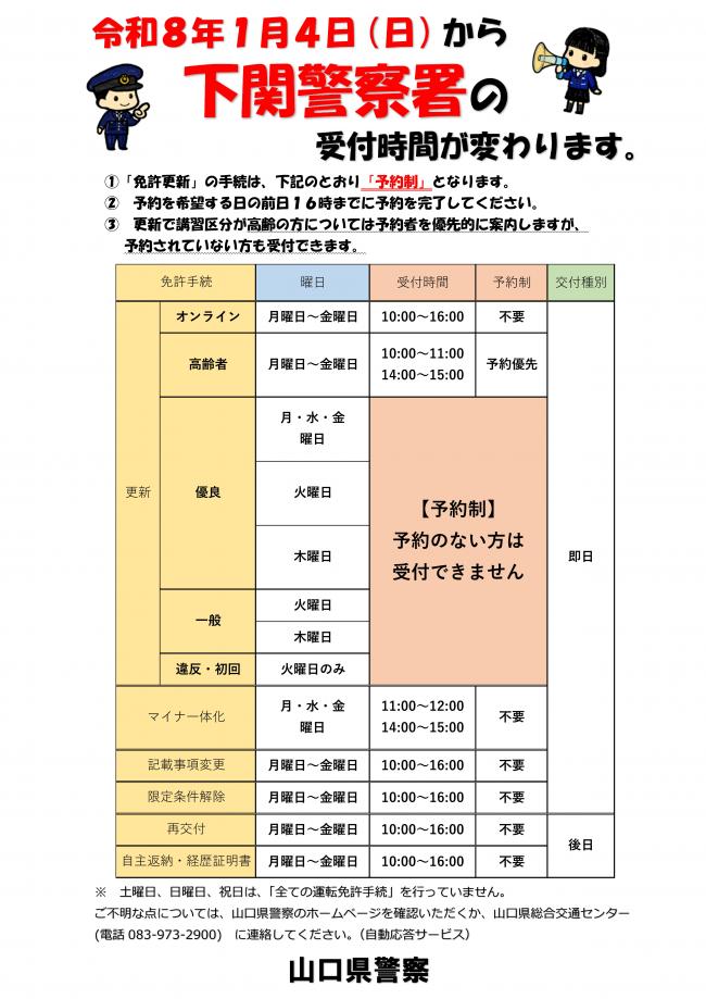 下関署受付時間