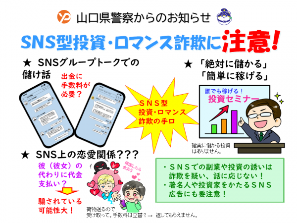 SNS型投資・ロマンス詐欺に注意！