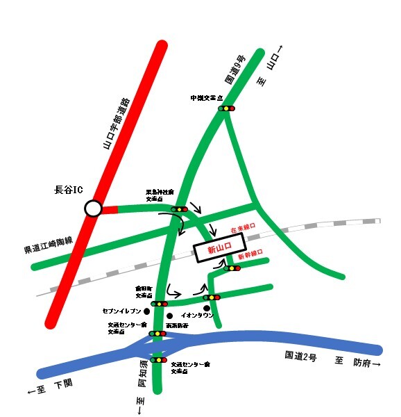 山口宇部道路の長谷インターチェンジの画像