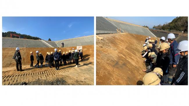 岩国市立そお小学校出前授業（ため池工事の現場見学）